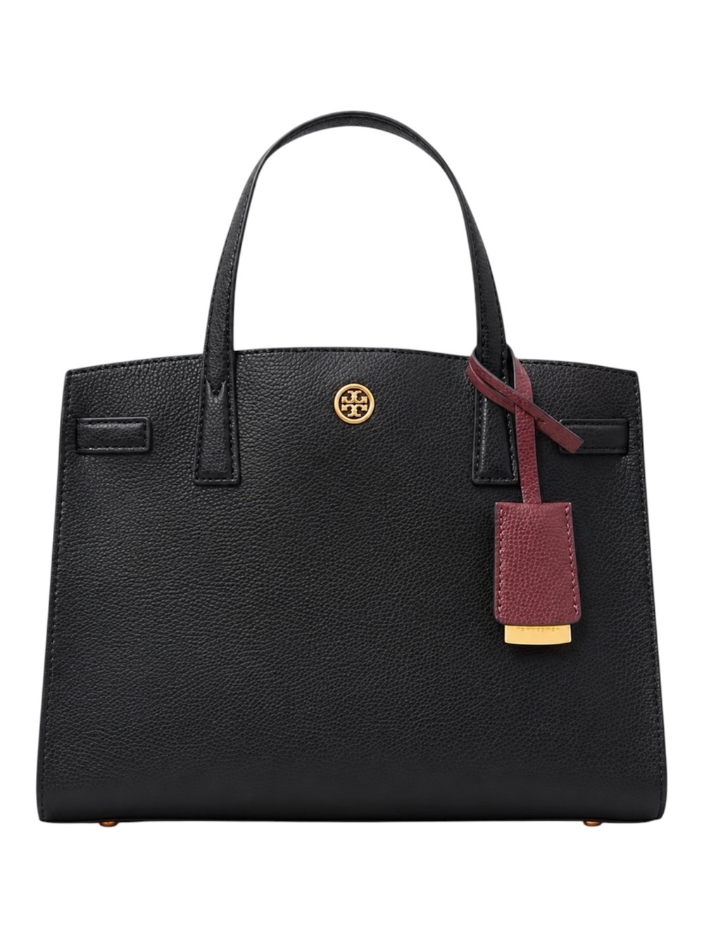 Tory Burch Small Walker Satchel Bag Black Pebbled Italian Leather ChicTop Handle